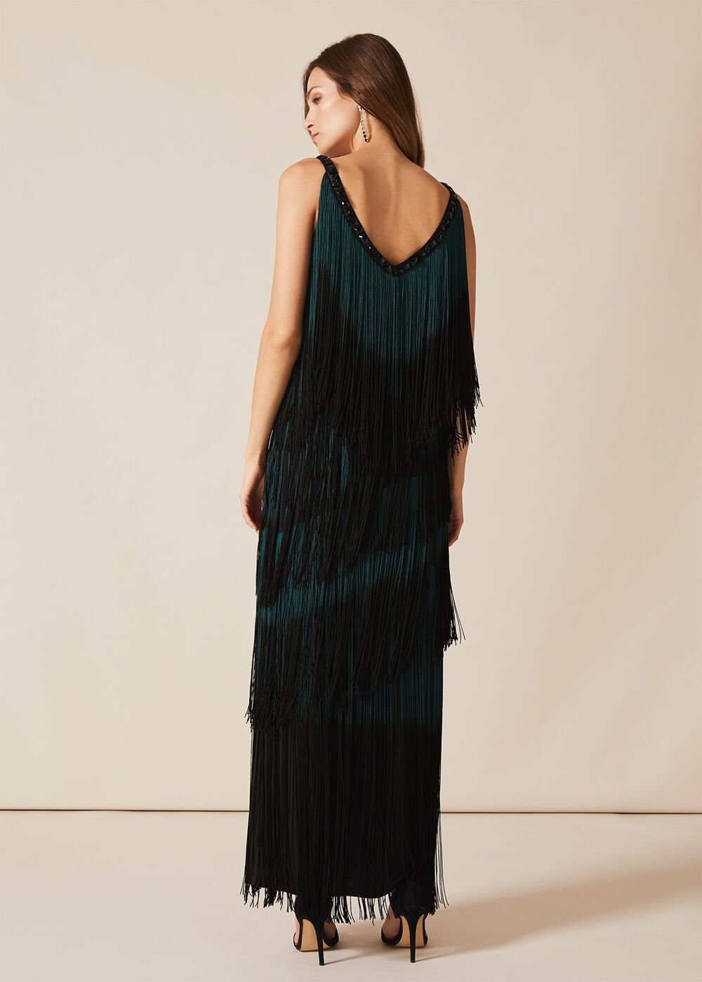 Tina Tassel Dress - Black/Forest