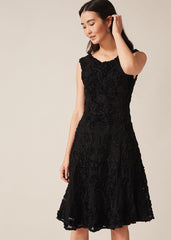 Penelope Tapework Lace Dress - Black