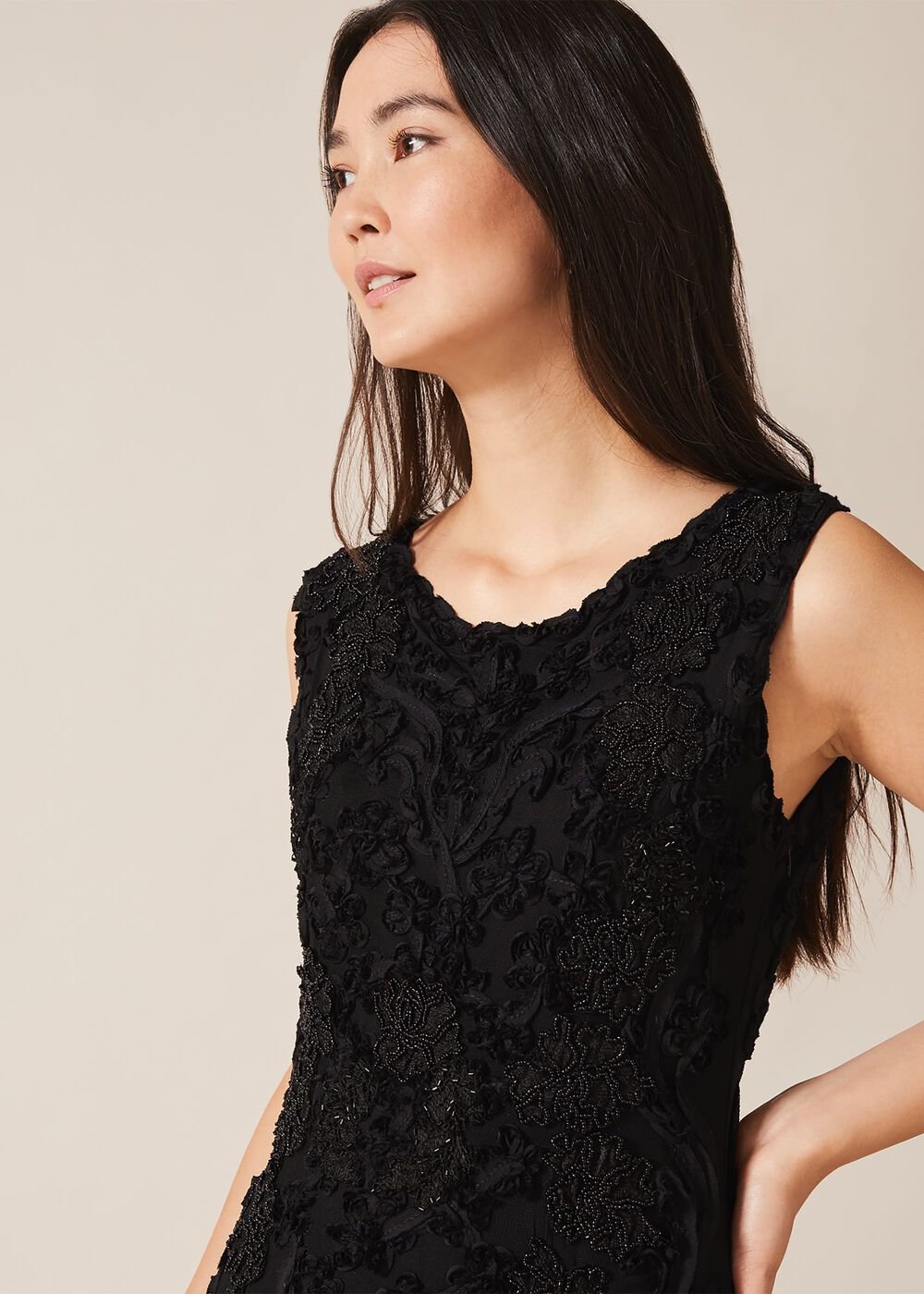 Penelope Tapework Lace Dress - Black