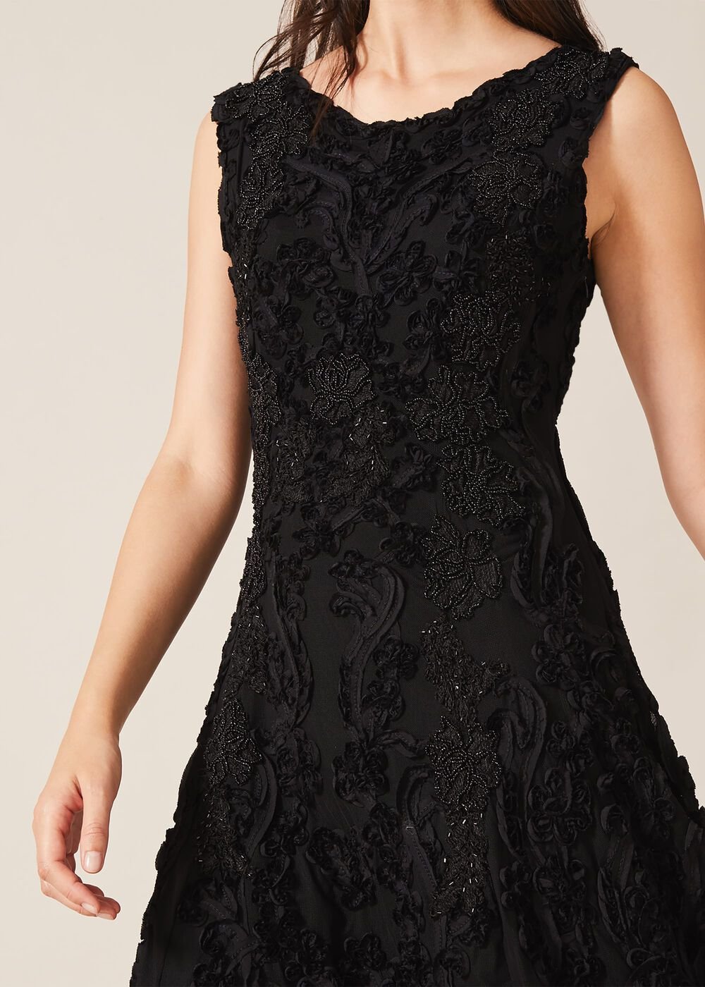 Penelope Tapework Lace Dress - Black