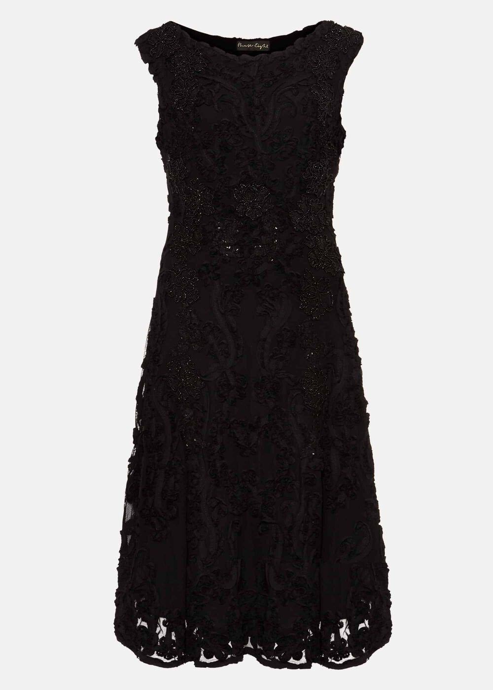 Penelope Tapework Lace Dress - Black