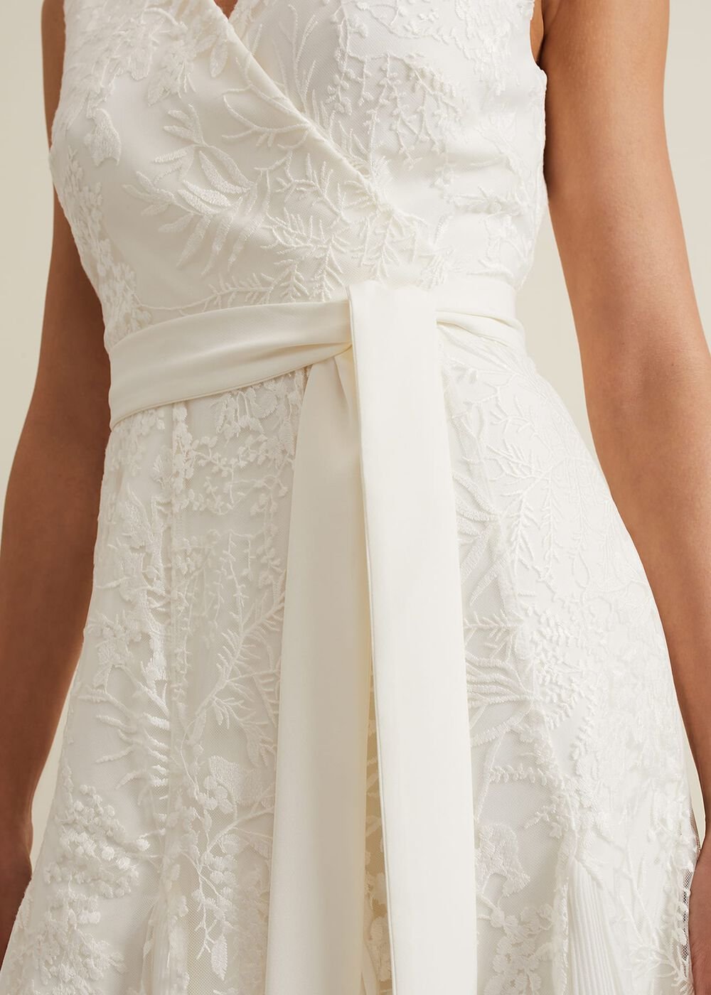 Caterina Embroidered Flared Wedding Dress - Pale Cream