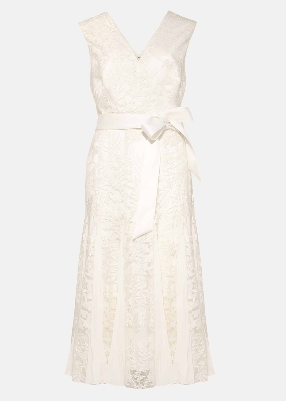 Caterina Embroidered Flared Wedding Dress - Pale Cream