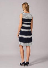 Priyanka Layered Fitted Dress - Navy/Ivory