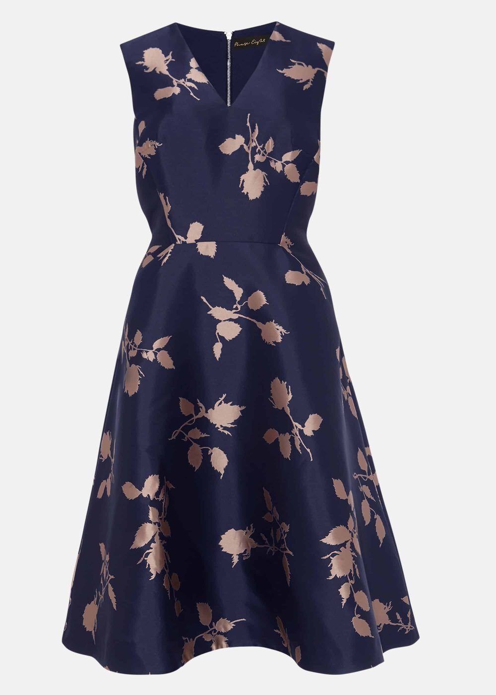 Jordyn Jacquard Fit And Flare Dress - Navy/ Ballet Pink