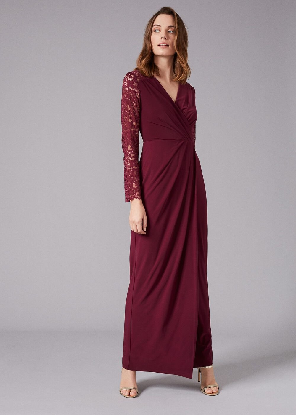 Elanor Lace Maxi Dress - Berry