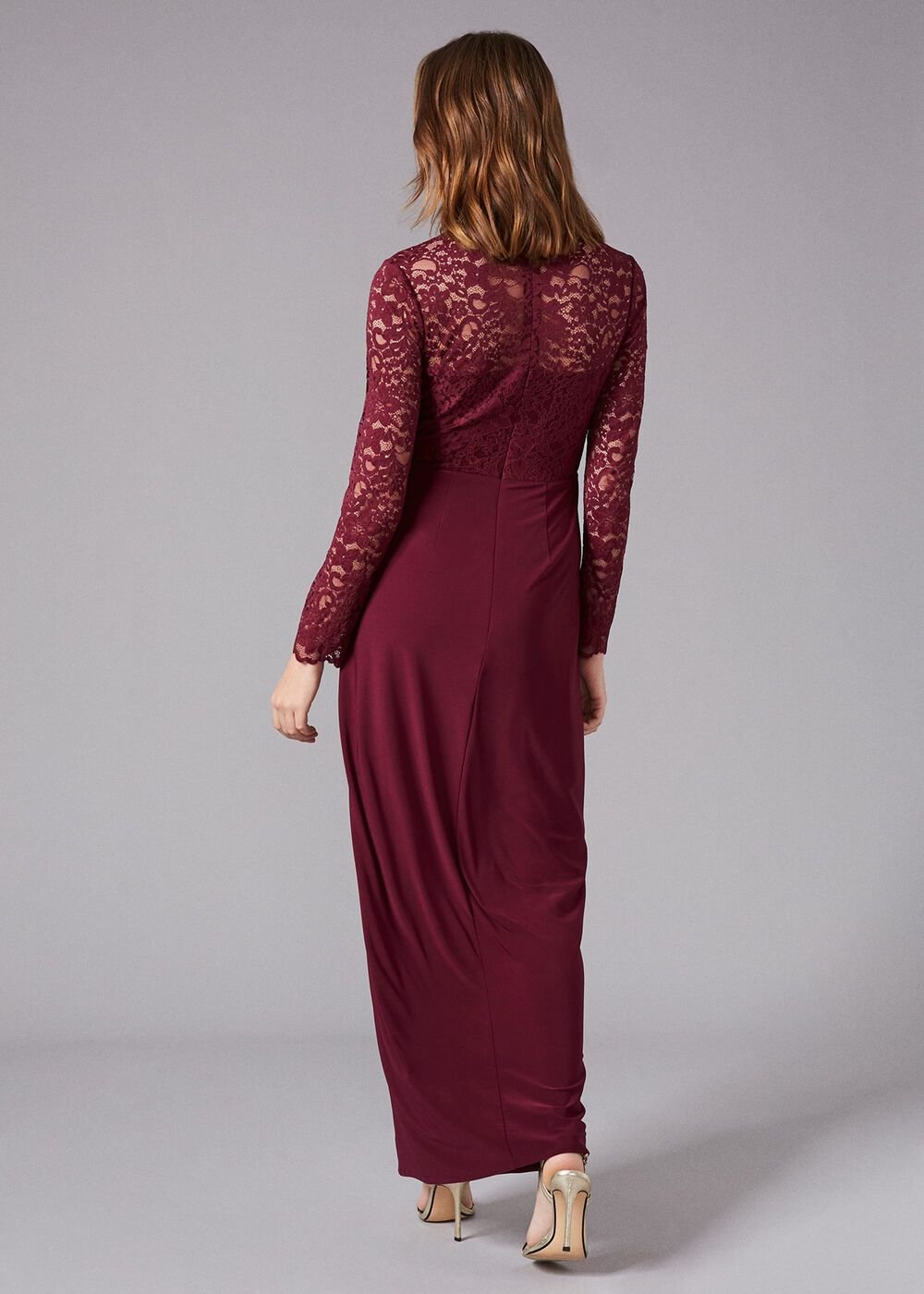 Elanor Lace Maxi Dress - Berry
