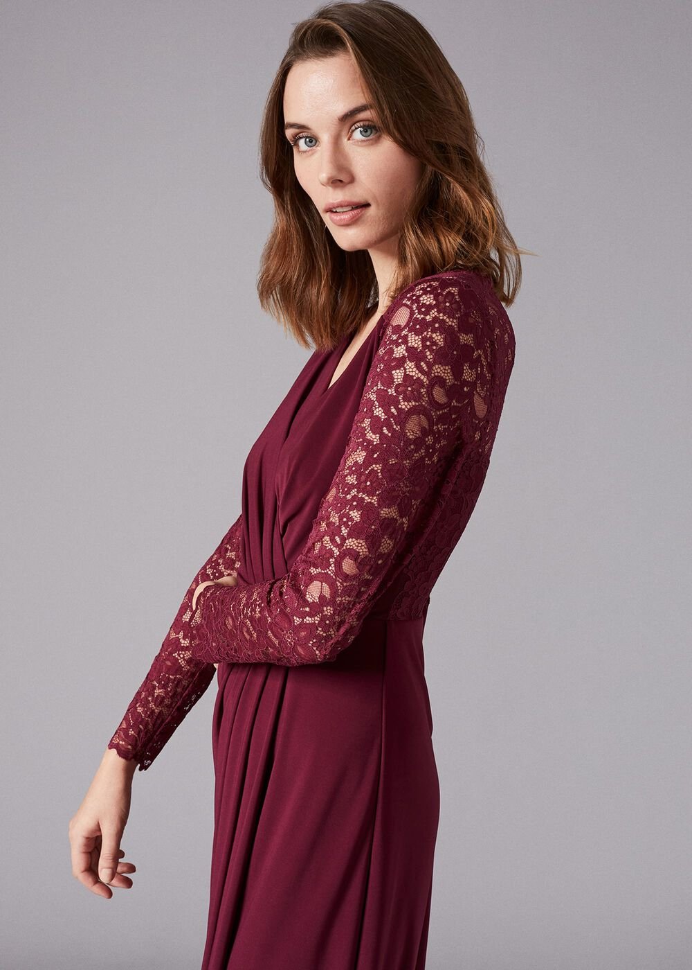 Elanor Lace Maxi Dress - Berry