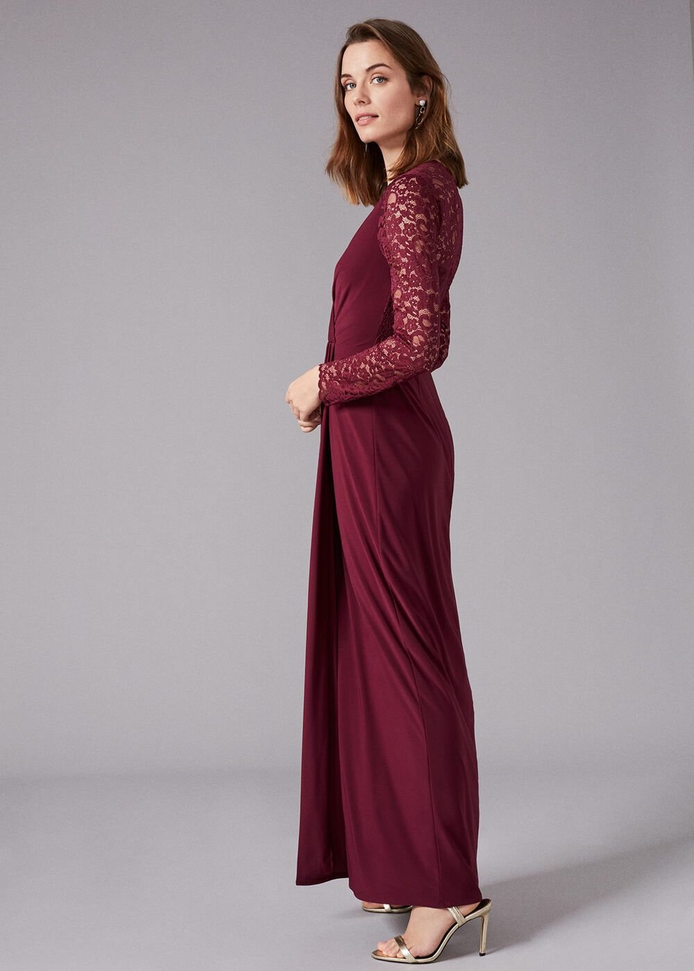 Elanor Lace Maxi Dress - Berry