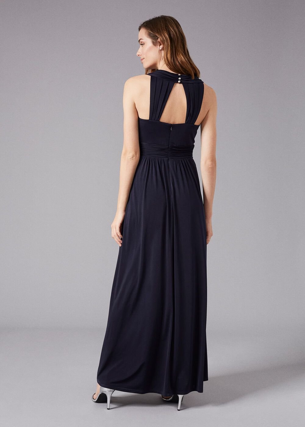 Odetta Embelished Jersey Dress - Navy