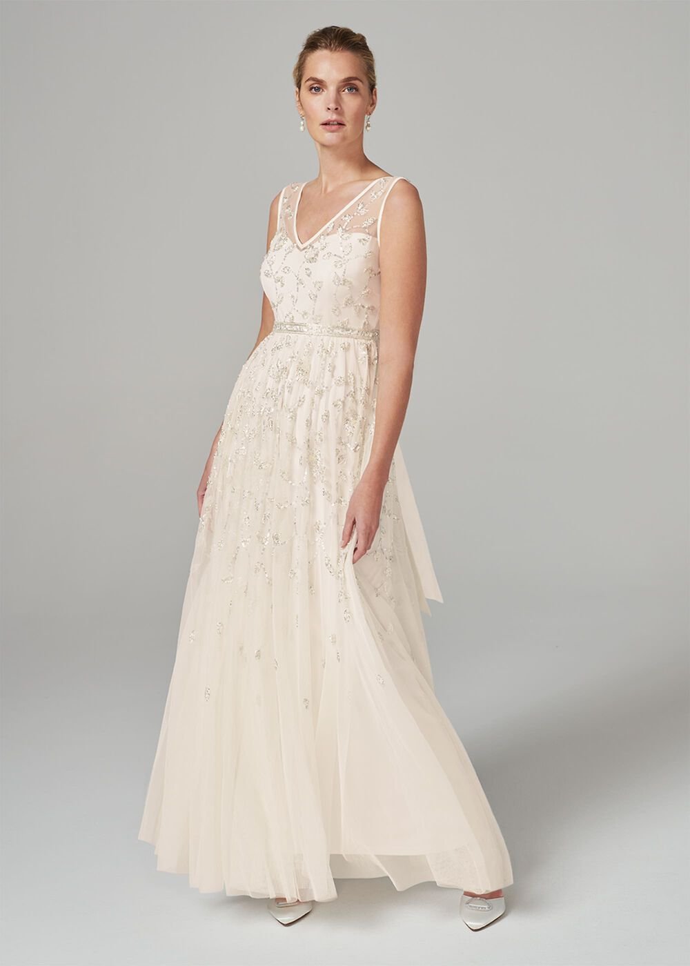 Millicent Beaded Wedding Dress - Antique Cream