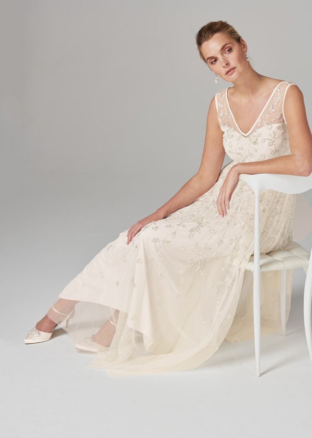 Millicent Beaded Wedding Dress - Antique Cream