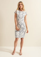 Isobel Tapework Lace Fitted Dress - Mineral/ Ivory