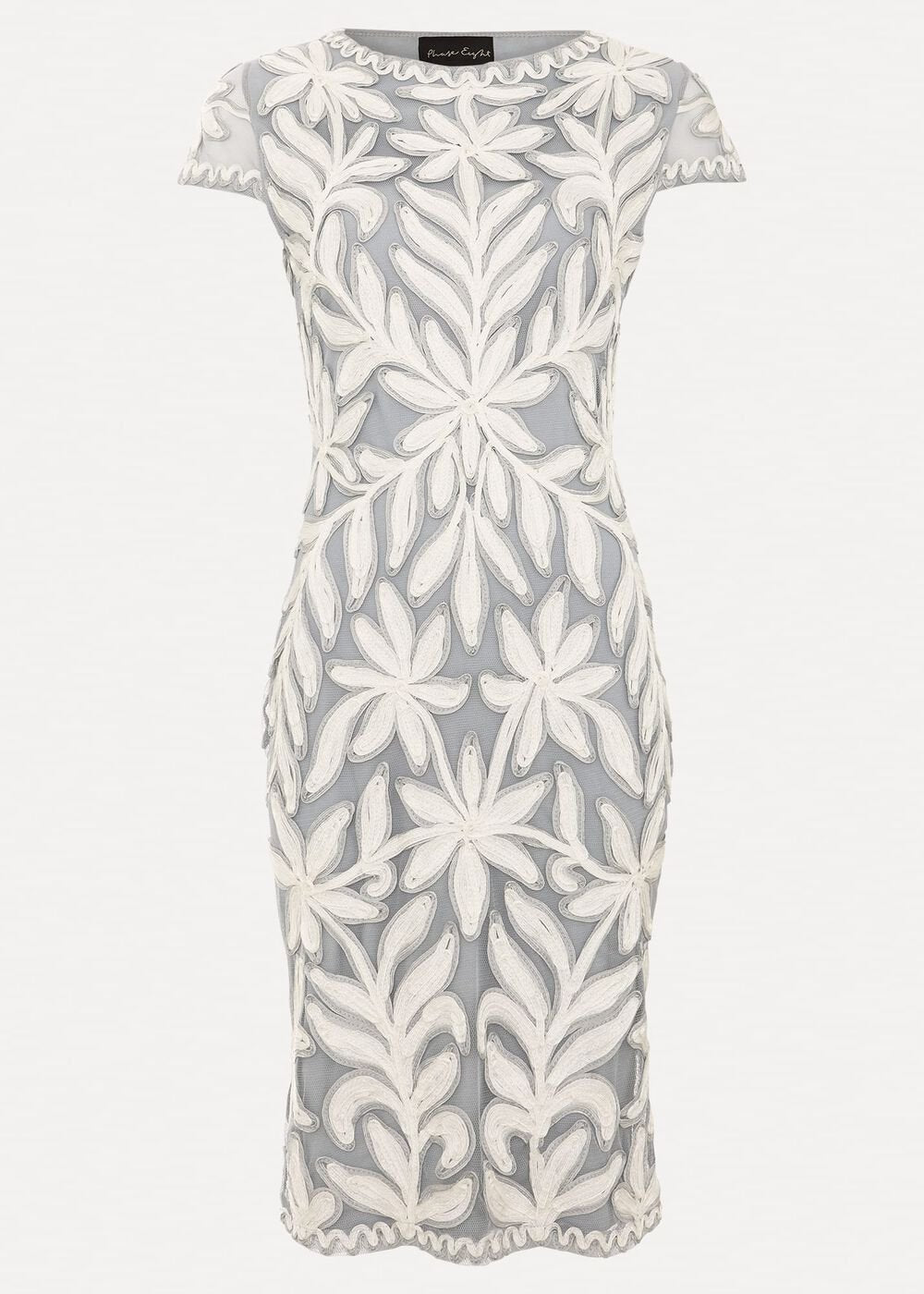 Isobel Tapework Lace Fitted Dress - Mineral/ Ivory