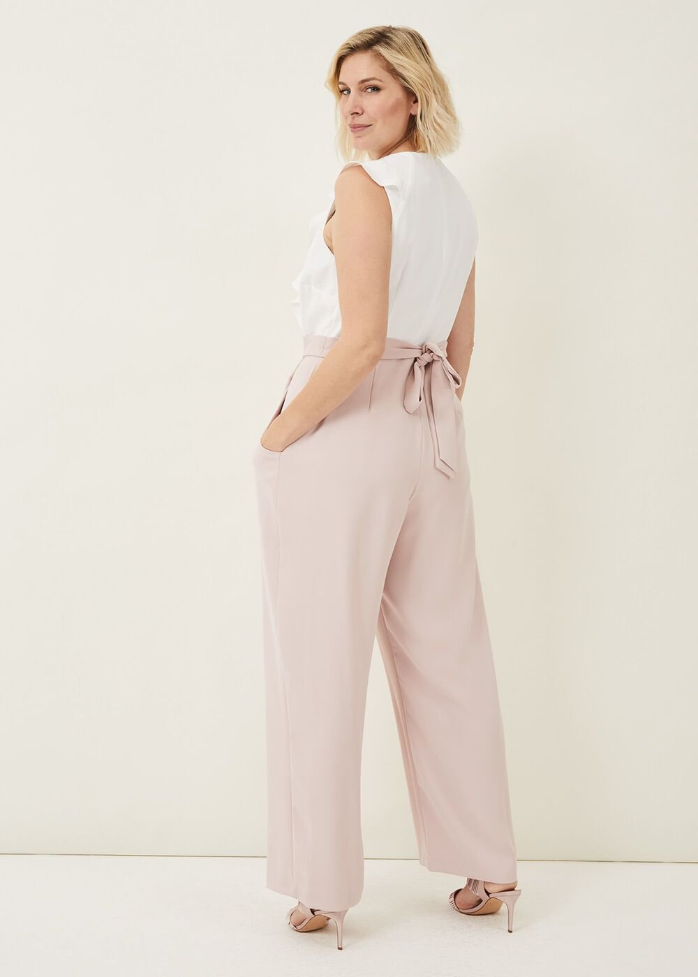 Linda Frill Jumpsuit - Ivory/ Antique Rose