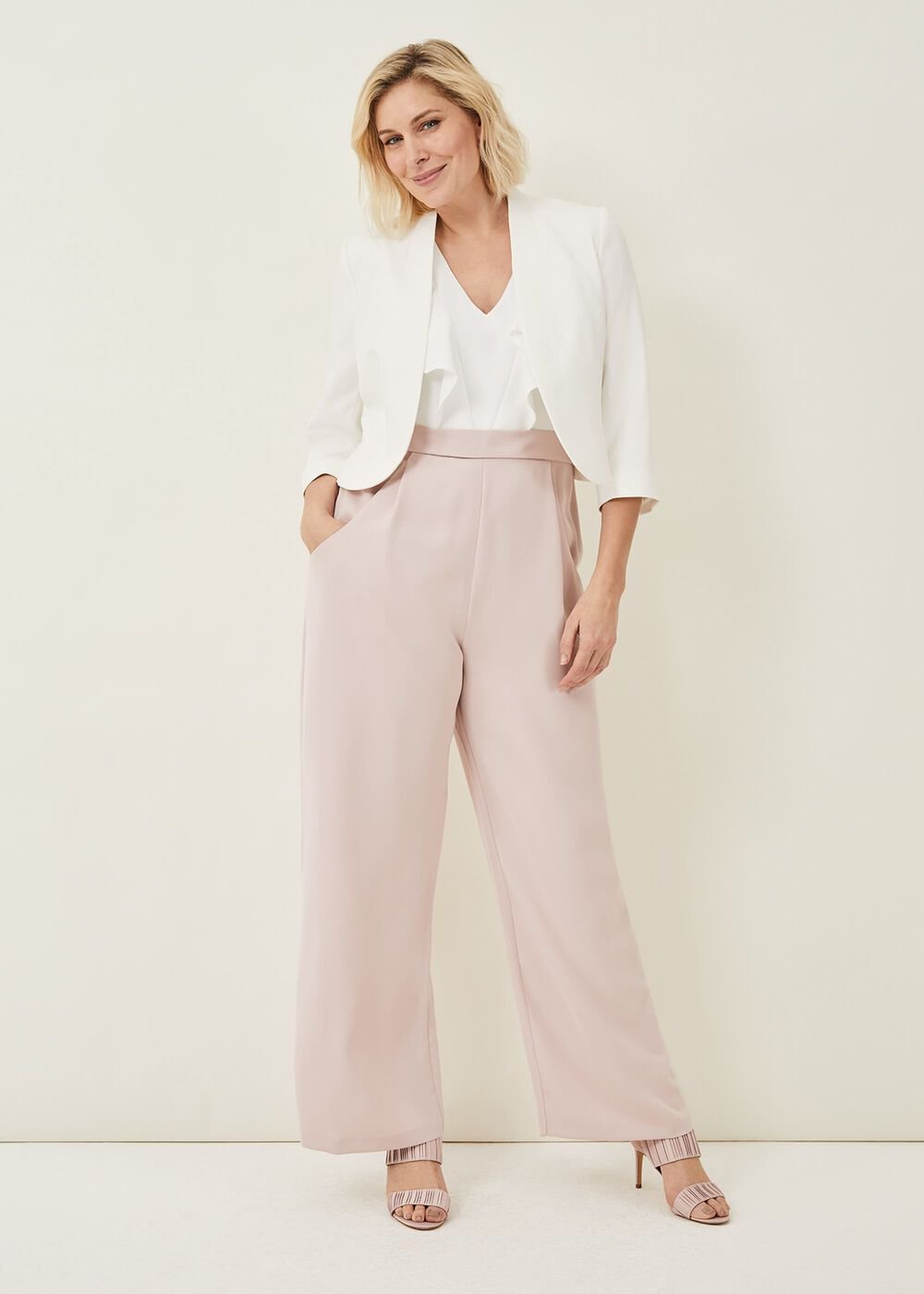 Linda Frill Jumpsuit - Ivory/ Antique Rose