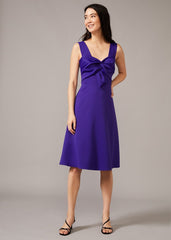 Jadine Bow Fit & Flare Dress - Electric Blue