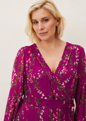 Carmen Pleated Maxi Dress - Bright Plum