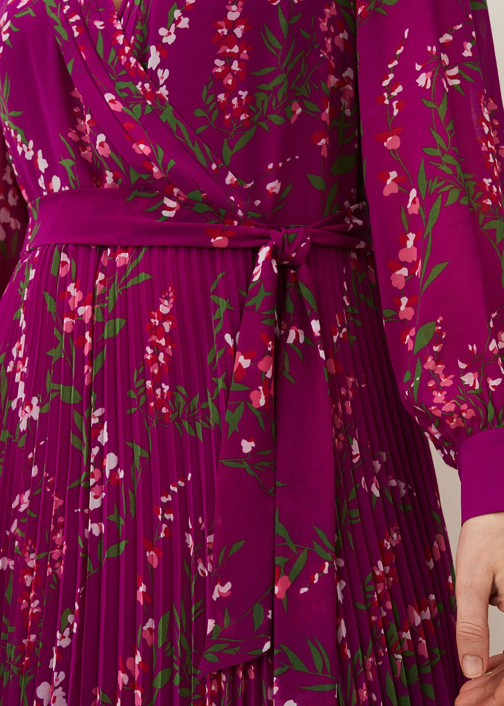 Carmen Pleated Maxi Dress - Bright Plum