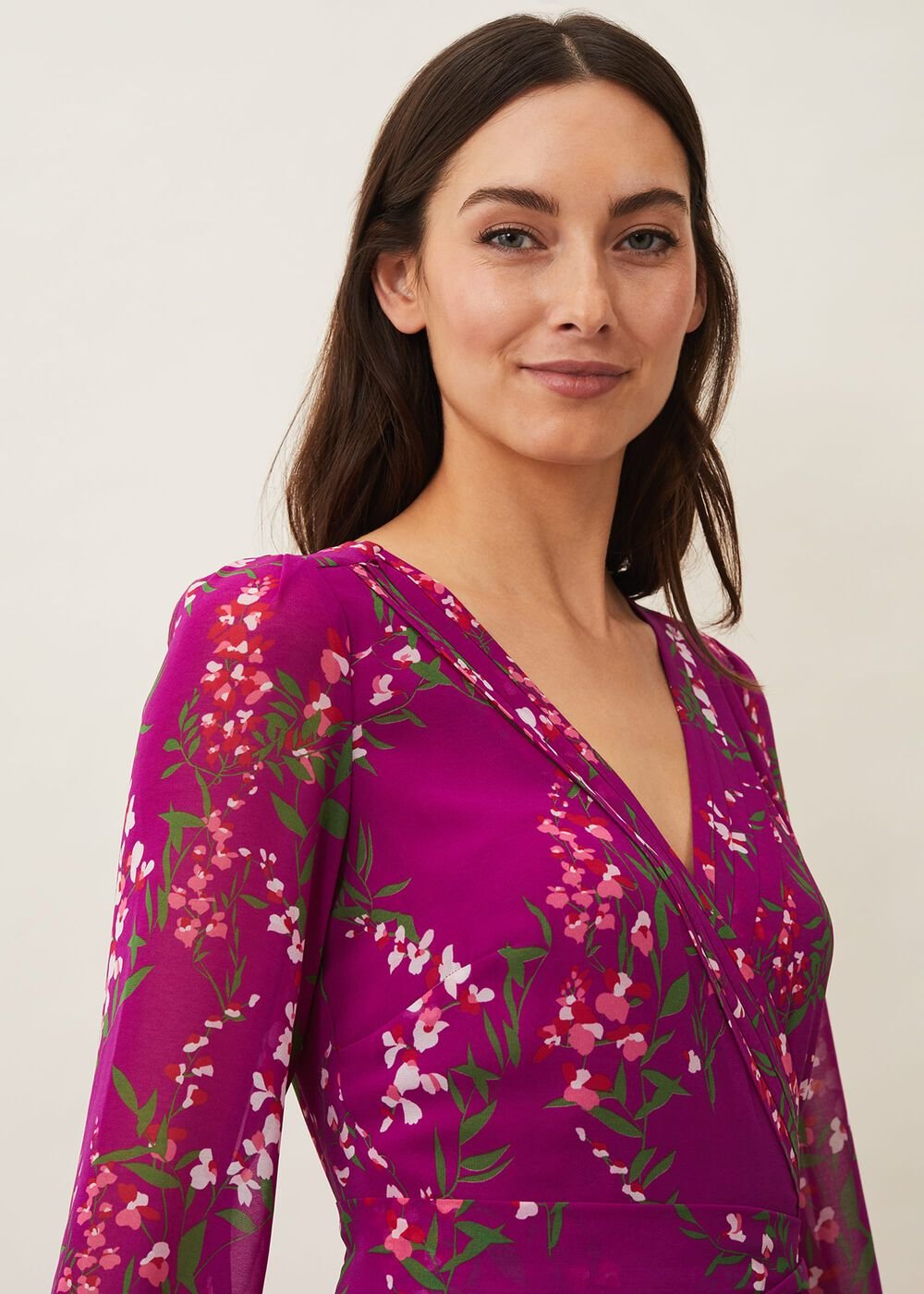 Carmen Pleated Maxi Dress - Bright Plum