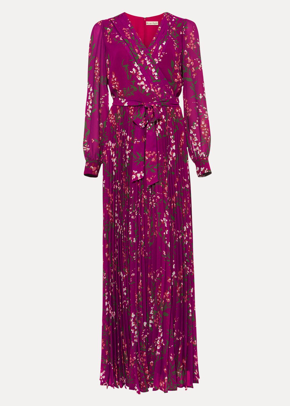 Carmen Pleated Maxi Dress - Bright Plum