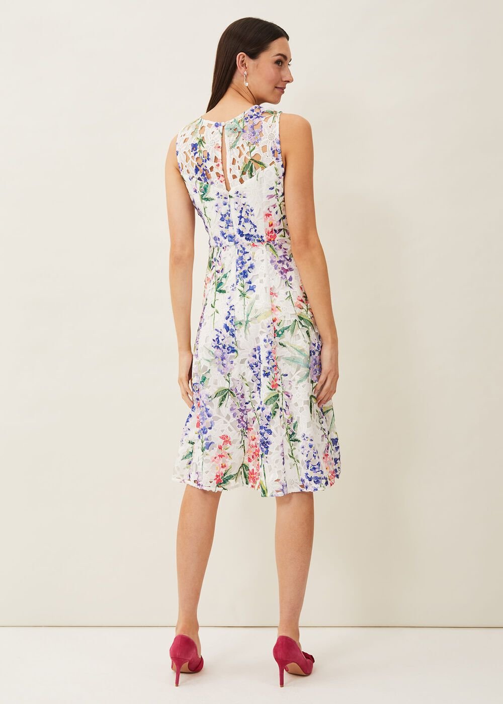 Lonnie Floral Fit And Flare Dress - Ivory/Multi