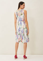 Lonnie Floral Fit And Flare Dress - Ivory/Multi