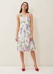 Lonnie Floral Fit And Flare Dress - Ivory/Multi