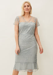 Juliana Floral Embroidered Dress - Eau De Nil