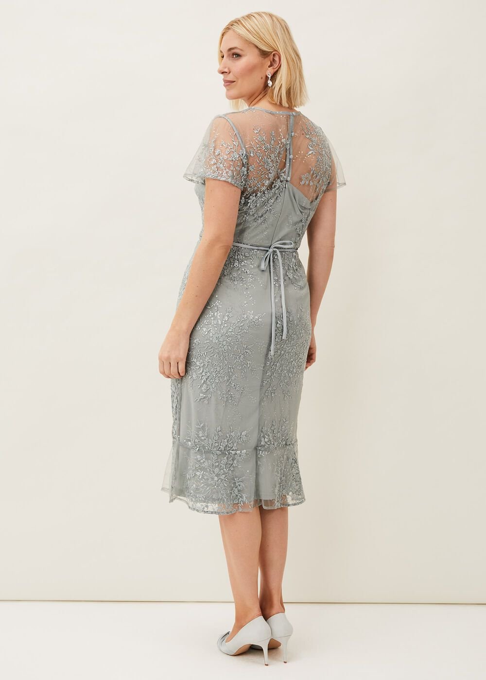 Juliana Floral Embroidered Dress - Eau De Nil