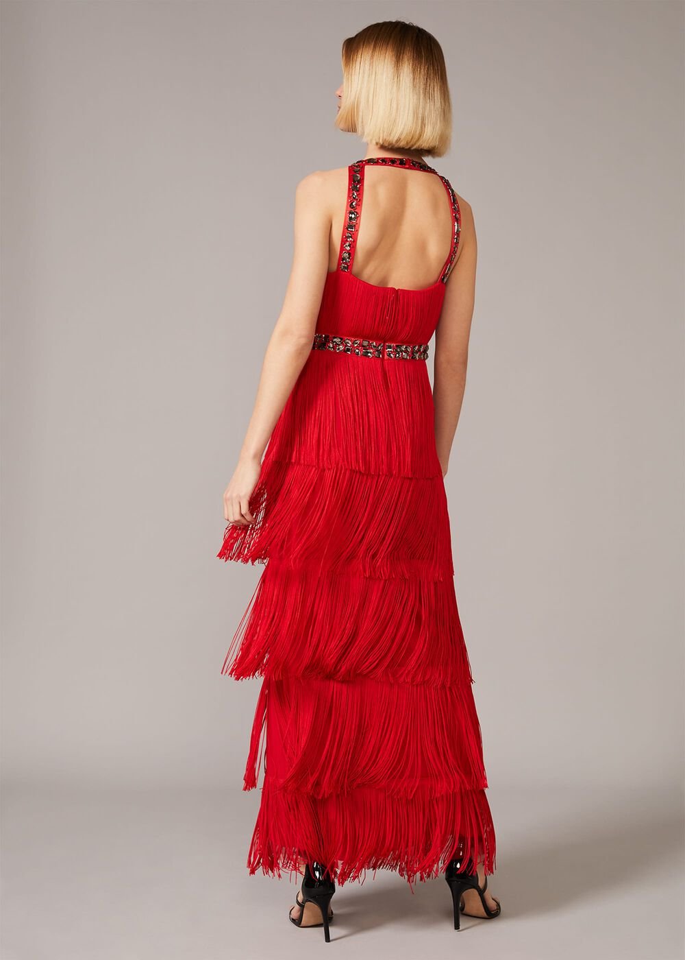 Albertina Fringe Maxi Dress - Scarlet