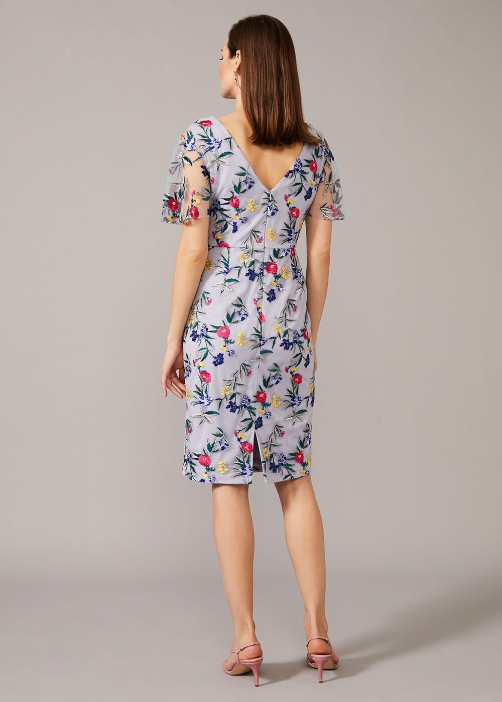 Lorie Floral Embroidered Dress - Lavender