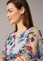 Lorie Floral Embroidered Dress - Lavender