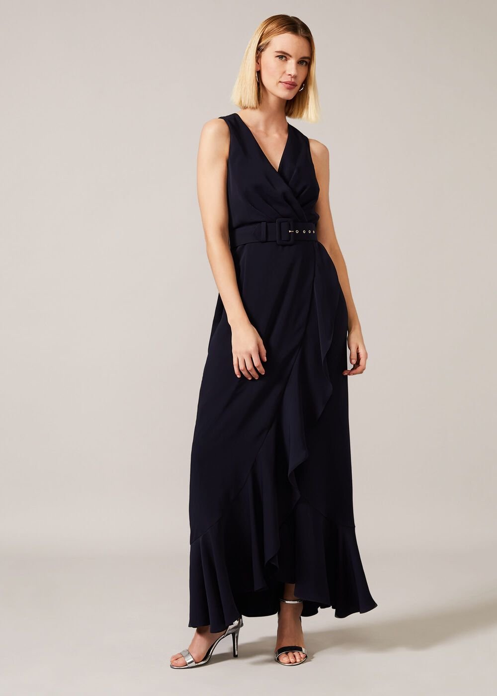 Lara Belted Dress - Navy