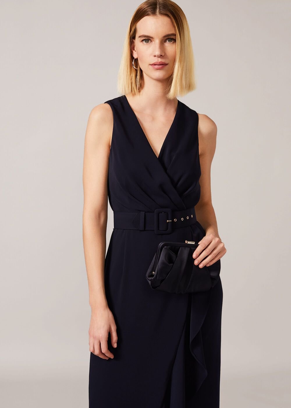 Lara Belted Dress - Navy