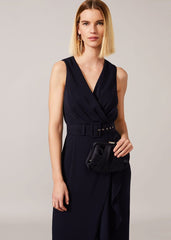 Lara Belted Dress - Navy