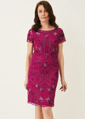 Nessa Embroidered Dress - Fuchsia