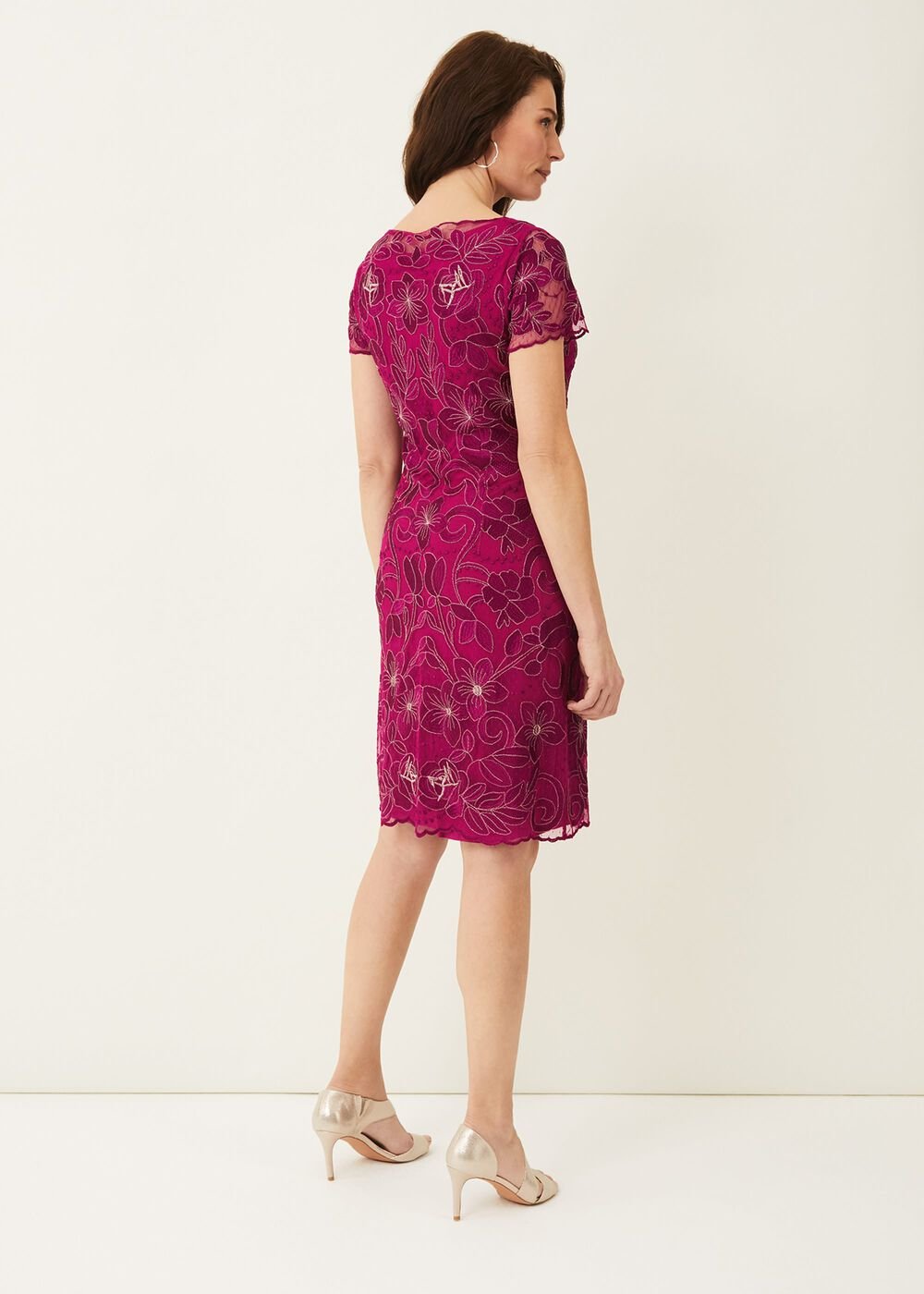 Nessa Embroidered Dress - Fuchsia
