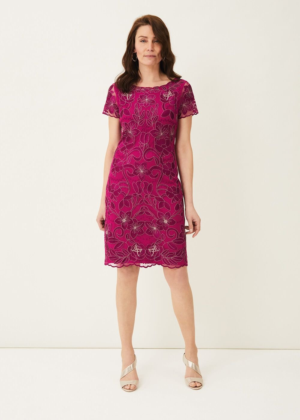 Nessa Embroidered Dress - Fuchsia
