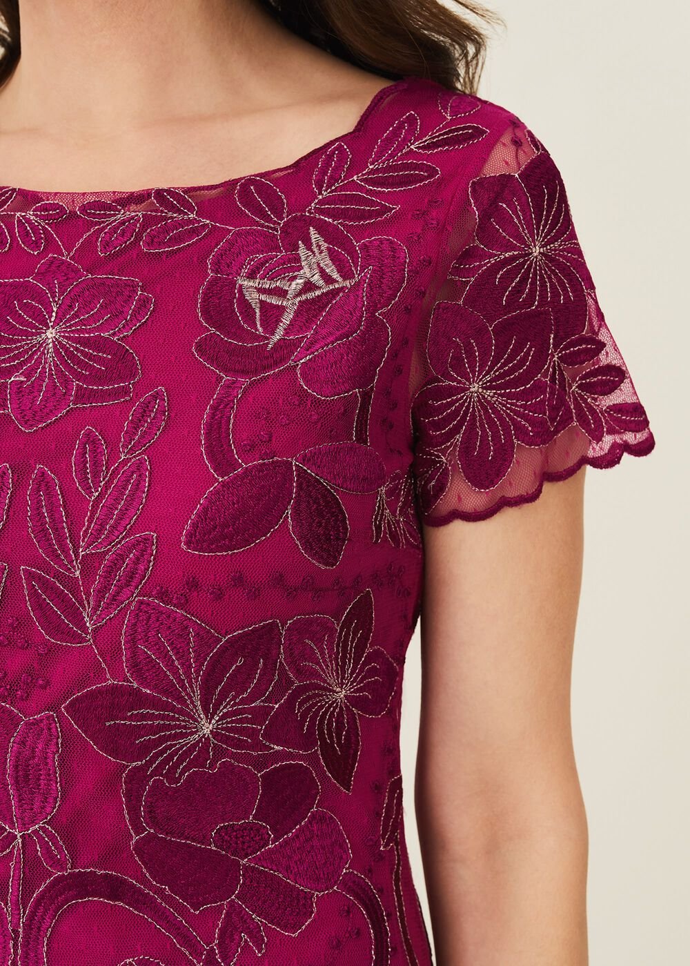 Nessa Embroidered Dress - Fuchsia