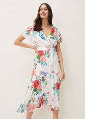 Evadine Floral Tea Dress - White Multi