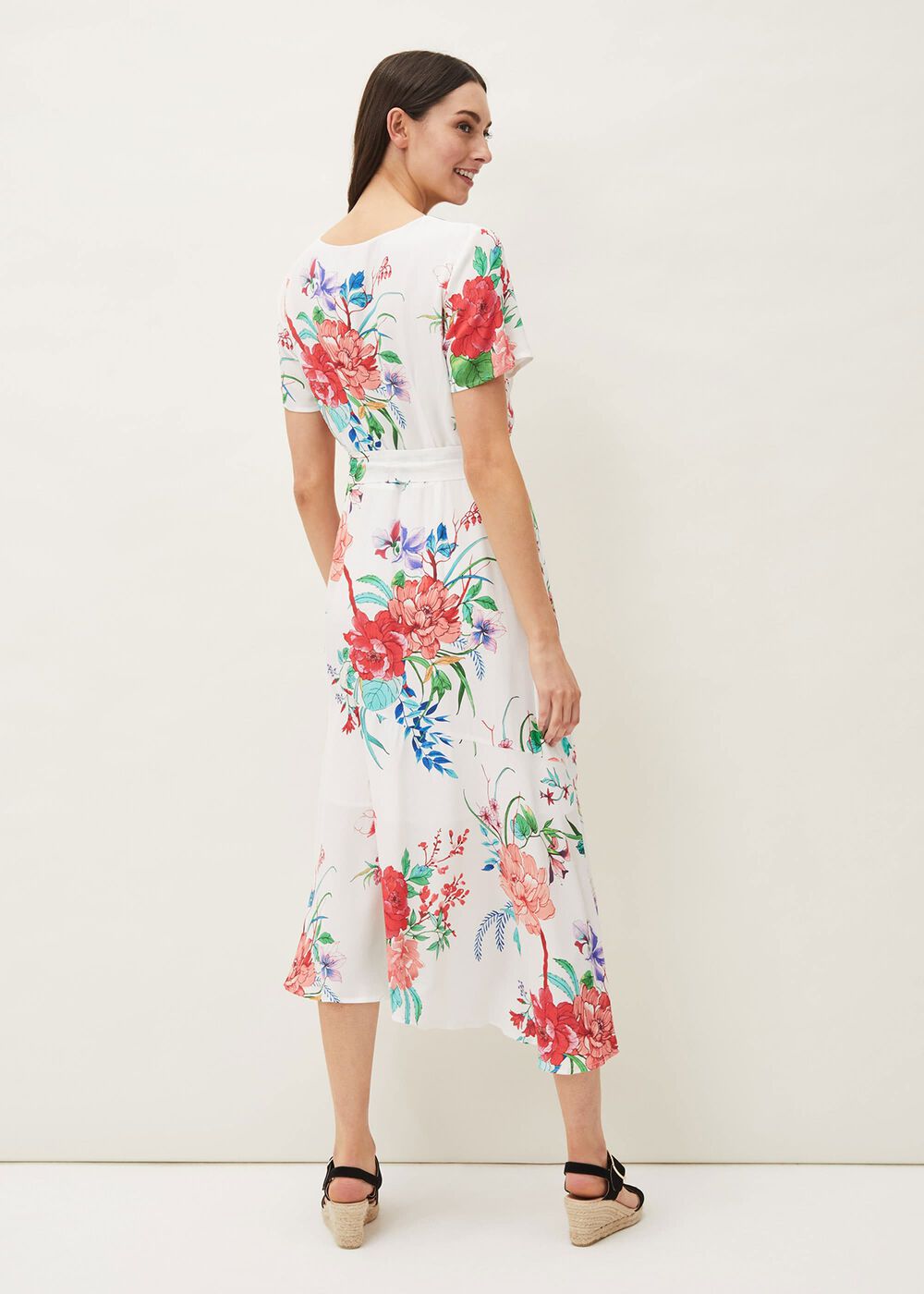Evadine Floral Tea Dress - White Multi