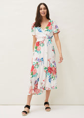 Evadine Floral Tea Dress - White Multi