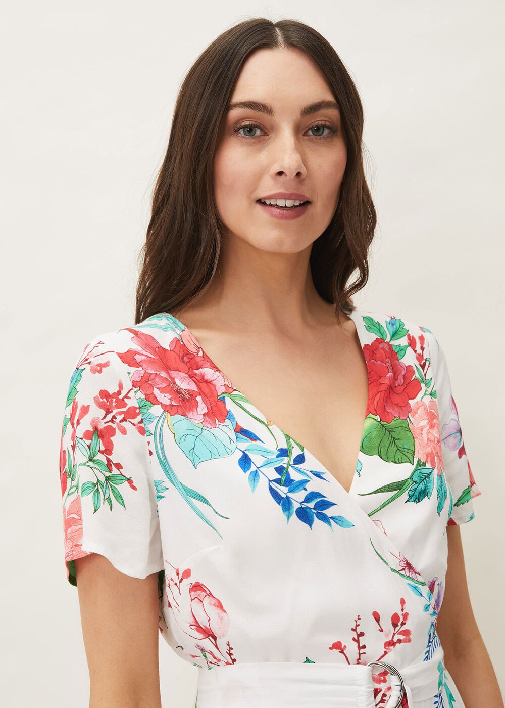 Evadine Floral Tea Dress - White Multi