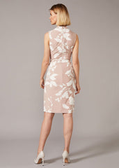 Rose Floral Placement Dress - Taupe/Ivory