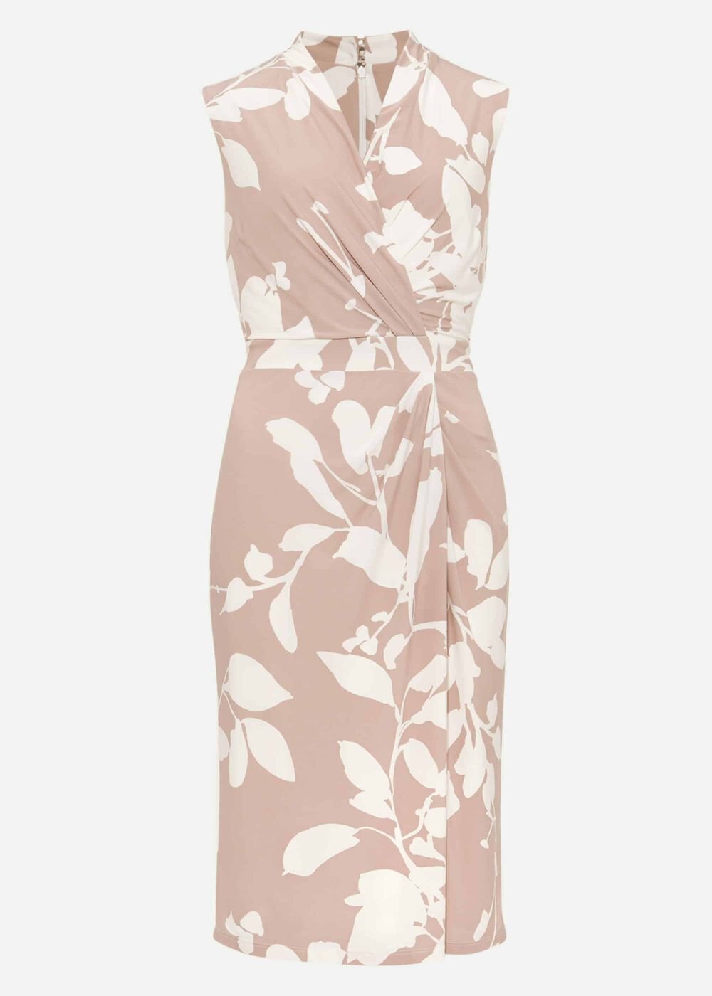 Rose Floral Placement Dress - Taupe/Ivory