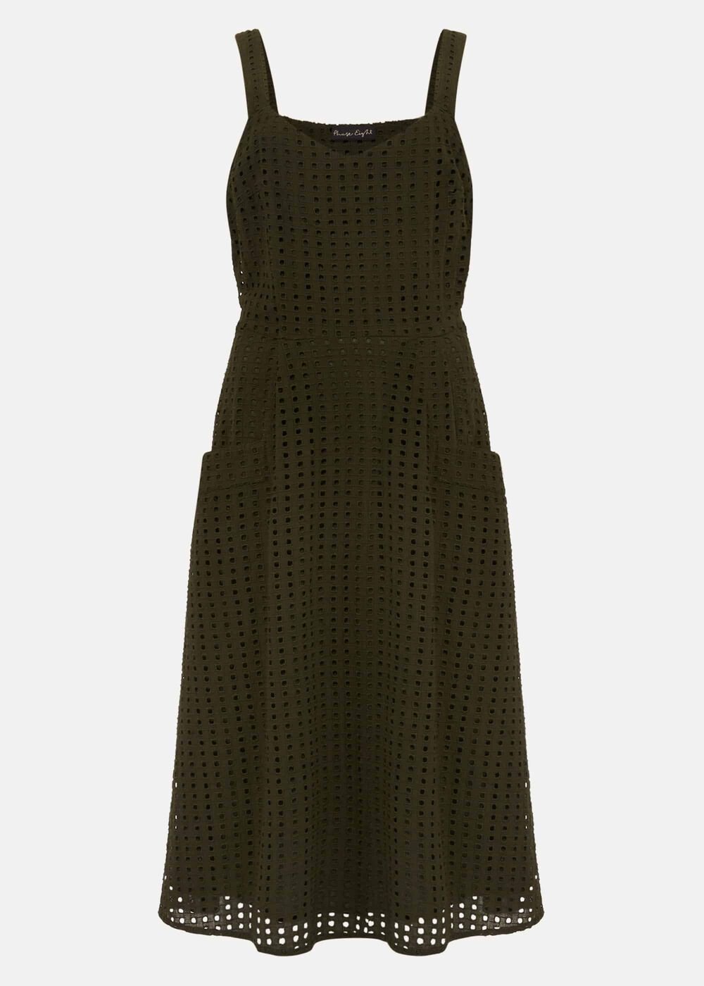 Olymea Broderie Dress - Khaki