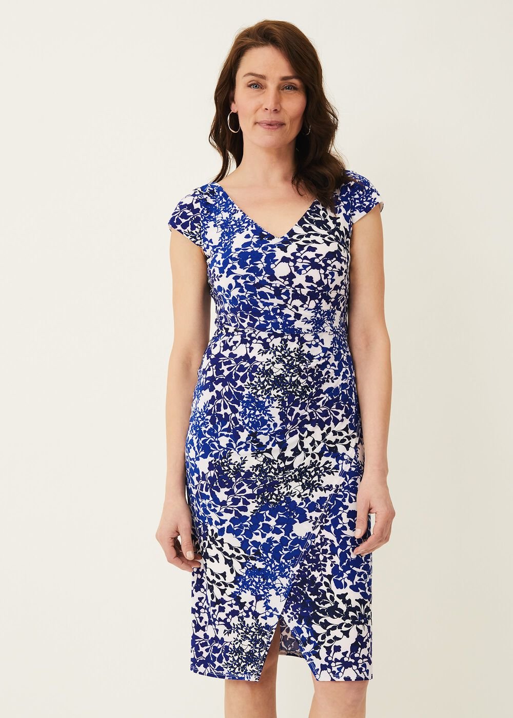 Arielle Contrast Print Jersey Dress - Cerulean/Almond