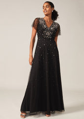 Pascale Jewelled Tulle Dress - Black