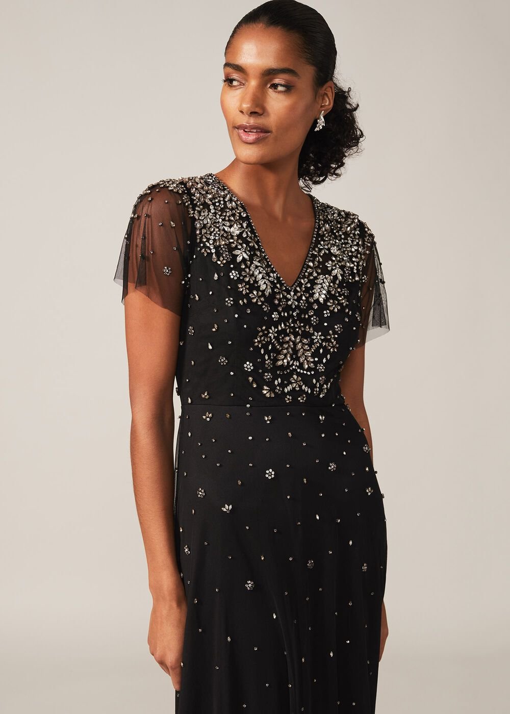Pascale Jewelled Tulle Dress - Black